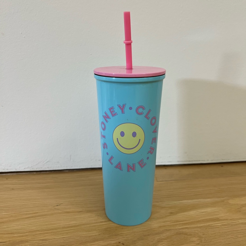 Stoney Clover Lane Aqua Tumbler with Pink Lid
